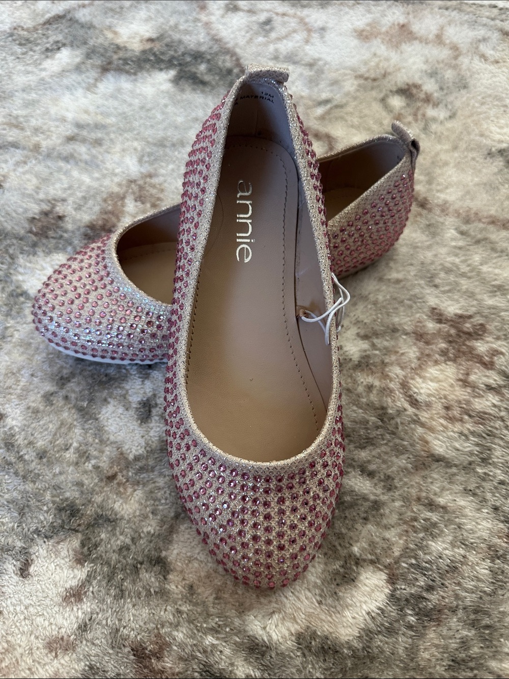 Annie Pink Crystal-Embellished Girls' Ballet Flats - 12